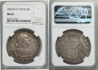 Charles IV 8 Reales 1802 M-FA MS61 NGC, Madrid mint, KM432.1. Of uncommon eye appeal for this regularly-offered type, smooth surfaces bearing very few...