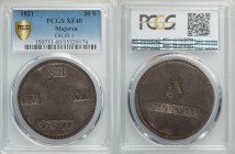 Majorca. Ferdinand VII 30 Sueldos 1821 XF40 PCGS, KM-CL53.1. An attractive coin with light charcoal-gray toning with shades of champagne. The counters...