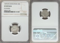 Provisional Government 20 Centimos 1870 (70) SN-M XF Details (Cleaned) NGC, KM650. Only 5,000 struck. This is the second example of this scarce type t...