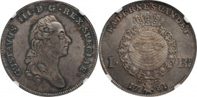 Gustaf III Riksdaler 1781-OL MS63 NGC, KM527. Strong underlying luster with attractive original toning sporting deeper iridescent shades along the per...