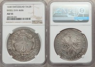 Basel. Canton Taler 1640 AU55 NGC, KMA94, Dav-4606. Unevenly struck, the lower areas on both the obverse and reverse more lustrous and noticeably stro...
