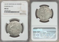 Chur. Canton Dicken 1619 MS62 NGC, KM213. Weakly-struck but with much remaining luster, a coin which has encountered clearly limited circulation. Some...