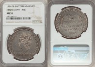 Geneva. City Genevoise 1794-TB AU55 NGC, KM98, Dav-1768. Also known as 10 Decimes, this coin was struck during the Revolution. Scarce in any state, th...