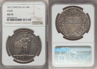 Vaud. Canton 40 Batzen 1812 AU55 NGC, KM17. A fine example of this great type, exhibiting substantial reflectivity in the fields and a light gray over...