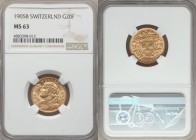Confederation gold 20 Francs 1905-B MS63 NGC, KM35.1. Bold strike and plenty of luster evident.

HID09801242017