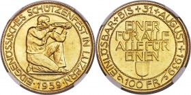 Confederation gold 100 Francs 1939-B MS62 NGC, Bern mint, KMX-S21, Fr-506. Shimmering golden mint luster with minor hairlines in the fields. 

HID0980...