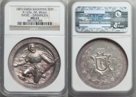 Confederation silver "Binningen Shooting Festival" Medal 1893 MS63 NGC, Richter-123a. 45mm. Extremely high relief with enticing matte surfaces exhibit...