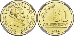 Republic gold Essai 50 Centesimos 1994 MS64 NGC, KM-Unl, cf. KM106 (for circulation issue in stainless steel). This unusual pattern is listed neither ...