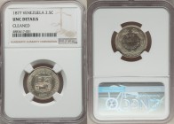 Republic 2-1/2 Centavos 1877 UNC Details NGC, Philadelphia mint, KM-Y26, Stohr-39. The second and scarcer year of this two-year type, its surfaces bri...