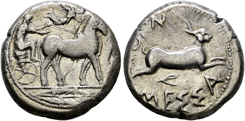 Sizilien. Messana - unter den Mamertinern 
Tetradrachme 461-396 v. Chr. Maultie...