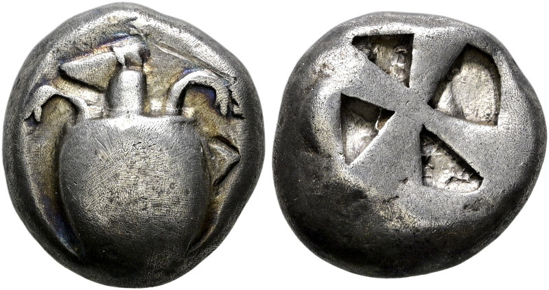 Aegina. 
Stater 510-490 v. Chr. Seeschildkröte / Windmühlenflügel-Incusum. BMC ...