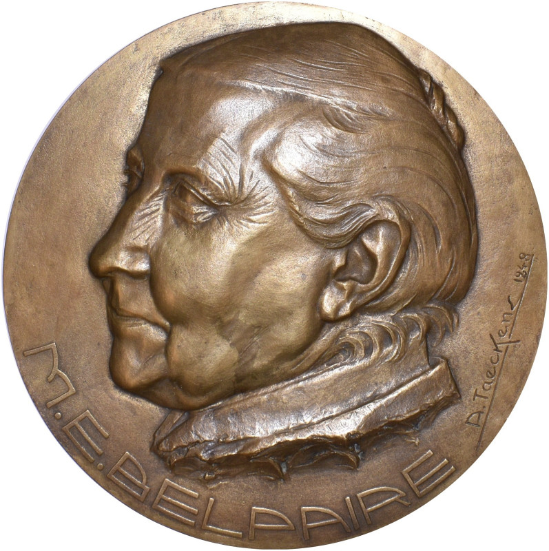 Belgien-Königreich. Leopold III. 1934-1951 
Einseitige Bronzegussplakette 1948 ...