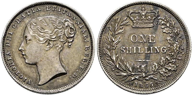 Großbritannien. Victoria 1837-1901 
Shilling 1865. Young Head. Stempel Nr. 29. ...