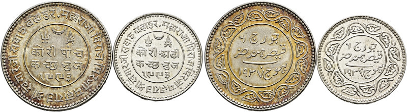 Indien-Kutch. Khengarji III. VS 1932-1998 (1875-1942 AD) 
Lot (2 Stücke): 5 und...