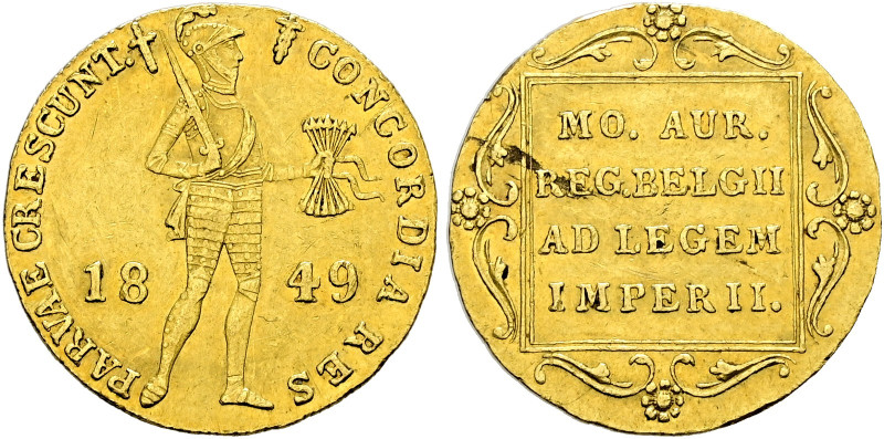 Niederlande-Königreich. Willem III. 1849-1890 
Ritterdukat 1849 -Utrecht-. Delm...