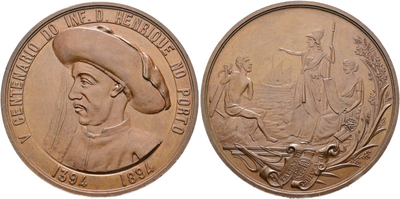 Portugal. Carlos I. 1889-1908 
Bronzemedaille 1894 von M. Carvalho, auf den 500...