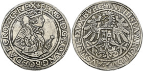 Haus Habsburg. Ferdinand I. 1521-1564 
Taler o.J. -Hall-. Markl 1577 var., Dav. 8026, Voglh. 48/1, MT 114.
minimale Randfehler, sehr schön-vorzüglic...