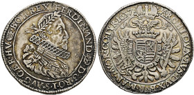 Haus Habsburg. Ferdinand II. 1592/1619-1637 
Taler 1637 -Kremnitz-. Her. 580, Dav. 3129, Voglh. 142, Huszar 1179.
der letzte, seltene Jahrgang, fein...