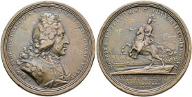 Haus Habsburg. Karl VI. 1711-1740 
Bronzemedaille 1717 von G.W. Vestner, auf die Eroberung von Belgrad durch Prinz Eugen von Savoyen. Dessen gepanzer...