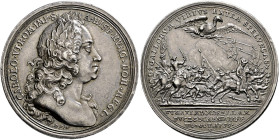 Haus Habsburg. Karl VI. 1711-1740 
Silbermedaille 1735 von P.P. Werner und P.G. Nürnberger, auf den Sieg Seckendorffs an der Mosel und den Rückzug de...