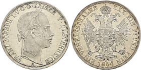 Haus Österreich. Franz Josef I., Kaiser von Österreich 1848-1916 
Vereinstaler 1864 -Wien-. Her. 449, J. 312, Dav. 21, Kahnt 352, Frühwald 1418.
Pra...