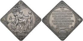 Haus Österreich. Franz Josef I., Kaiser von Österreich 1848-1916 
Mattiere Silberplakette 1888 von A. Scharff (Avers) und R. Neuberger (Revers), auf ...