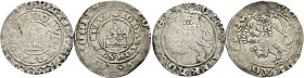 Böhmen, Mähren und Erzgebirge. Johann von Luxemburg 1310-1346 
Lot (2 Stücke): Prager Groschen o. J. -Kuttenberg- Cast. 8/9, Slg. Doneb. 817). Dazu e...