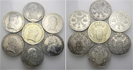 Lots. 
7 Stücke: TALERPRÄGUNGEN, dabei Kronentaler 1793 A, 1794 M und 1797 H (geglättet) sowie Konventionstaler 1815 A, 1818 V (Henkelspur, altvergol...