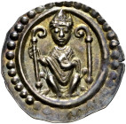 Konstanz, Bistum. Konrad II. von Tegerfelden 1209-1233 
Brakteat 1220-1230. Auf angedeutetem Faltstuhl thronender, mit Stola bekleideter Bischof, in ...