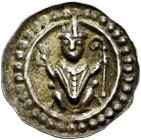 Konstanz, Bistum. Heinrich von Tanne 1233-1248 
Brakteat 1240-1250. Thronender, mit Stola bekleideter Bischof, die Rechte segnend erhoben, in der Lin...