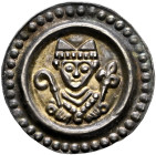 Konstanz, Bistum. Eberhard II. von Waldburg 1248-1274 
Brakteat 1250-1270. Mitriertes Brustbild mit geperlter Stola, das in der Rechten einen Krummst...
