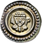 Konstanz, Bistum. Eberhard II. von Waldburg 1248-1274 
Brakteat 1250-1270. Mitriertes Brustbild, das in der Rechten einen Palmzweig und in der Linken...