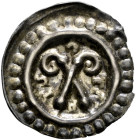 Konstanz, Bistum. Eberhard II. von Waldburg 1248-1274 
Brakteat 1250-1270. Zwei gekreuzte Krummstäbe. Umschrift: 9-ST-A-NT (rückläufig, mit kleinerem...