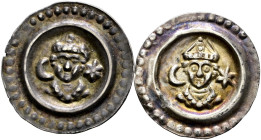 Konstanz, Bistum. Eberhard II. von Waldburg 1248-1274 
Lot (2 Stücke): Brakteat 1250-1270 (und später). Mitriertes Brustbild zwischen Halbmond und Ro...