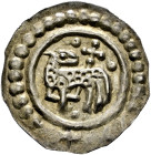 St. Gallen, Münzstätte der Abtei. Ulrich IV. 1167-1199 
Brakteat um 1180? Stehendes Lamm nach links mit punktiertem Fell und zurückgewandtem Kopf, da...