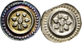 Lindau, Abtei (seit 1215 unter königlicher Beteiligung). 
Lot (2 Stücke): Brakteat um 1260. Linde mit sechs kreisförmig angeordneten Blättern und ein...
