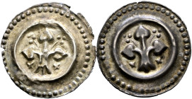 Lindau, Abtei (seit 1215 unter königlicher Beteiligung). 
Lot (2 Stücke): Brakteat nach 1295. Wie vorher, aber unter den Blättern befindet sich je ei...