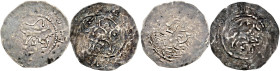 Überlingen, königliche Münzstätte. 
Lot (2 Stücke): Dünnpfennig um 1160. In doppeltem Perlkreis nach rechts schreitender Löwe mit erhobenem und zurüc...