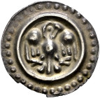 Rottweil, königliche Münzstätte. 
Brakteat 1300-1330. Relativ kleiner Adler innerhalb eines Wulstrings und eines Perlkreises mit 34 Perlen. Klein/Ulm...