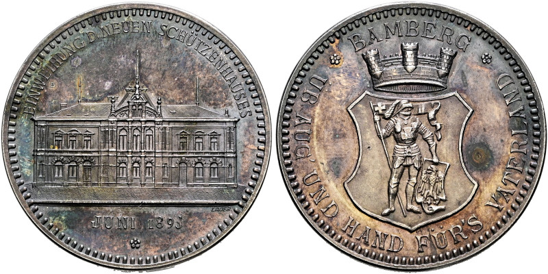 Bamberg, Stadt. 
Silbermedaille 1893 von Lauer, auf die Einweihung des Neuen Sc...