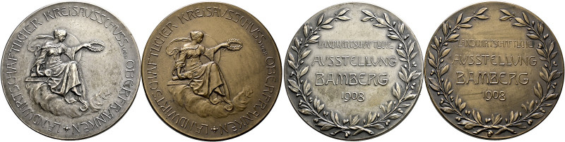 Bamberg, Stadt. 
Set von 2 Prämienmedaillen in Bronze und versilberter Bronze 1...