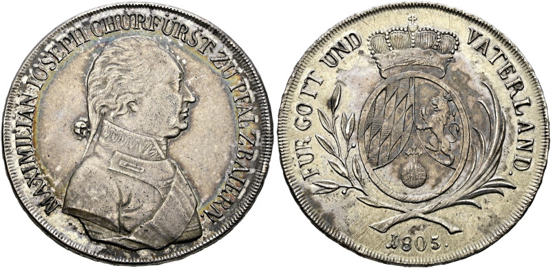 Bayern. Maximilian IV. Joseph 1799-1805 
Konventionstaler 1805. Variante mit ge...