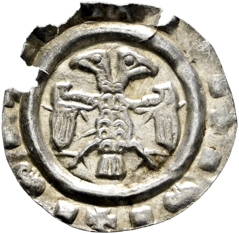 Bodenseeraum/Oberschwaben/Nordschweiz. 
Brakteat um 1180/1190. Doppeladler. Wul...