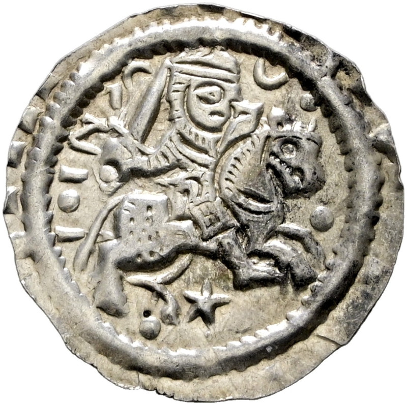 Bodenseeraum/Oberschwaben/Nordschweiz. 
Brakteat 1180-1190. Schwertschwingender...