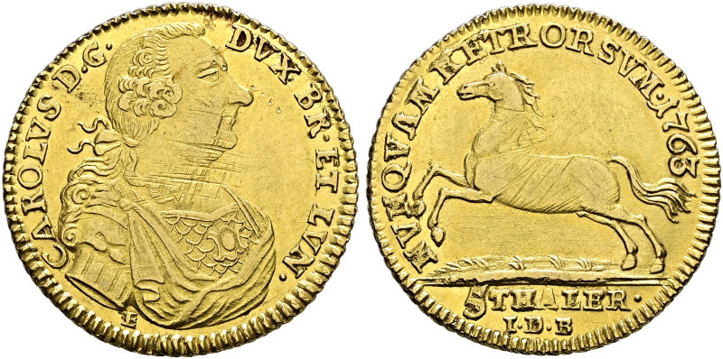 Braunschweig-Wolfenbüttel. Carl I. 1735-1780 
5 Taler 1763 -Braunschweig-. Welt...