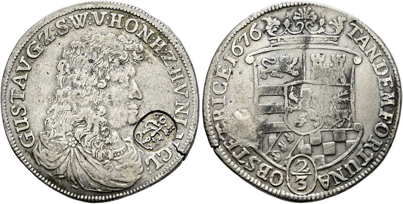 Fränkischer Kreis. 
Gulden zu 2/3 Taler 1676 -unbestimmte Münzstätte- der Grafs...