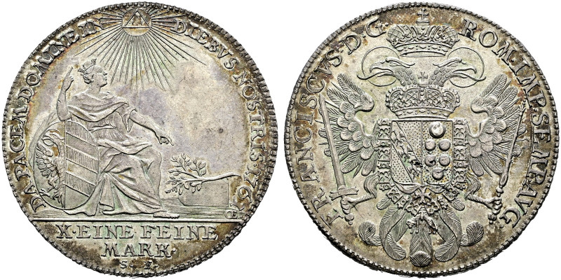 Nürnberg, Stadt. 
Konventionstaler 1761. Stempel von J.L. Oexlein. Nach rechts ...