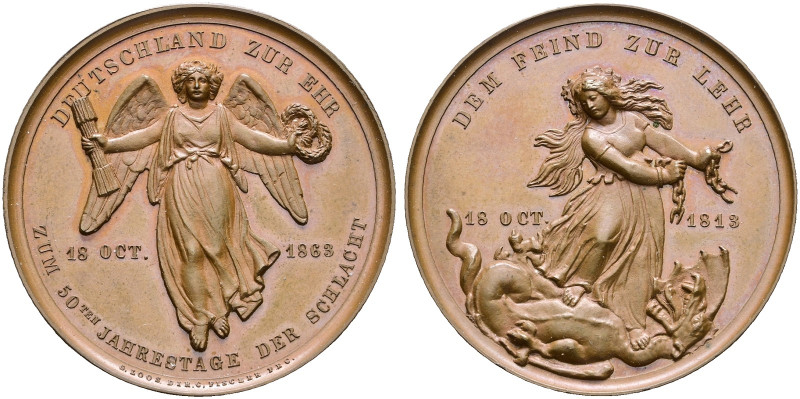 Sachsen-Leipzig, Stadt. 
Bronzemedaille 1863 von Fischer (bei Loos), auf die 50...