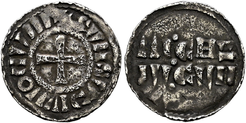 Straßburg, karolingische Münzstätte. Ludwig das Kind 899-911 
Denar. ++HLVDOVVI...
