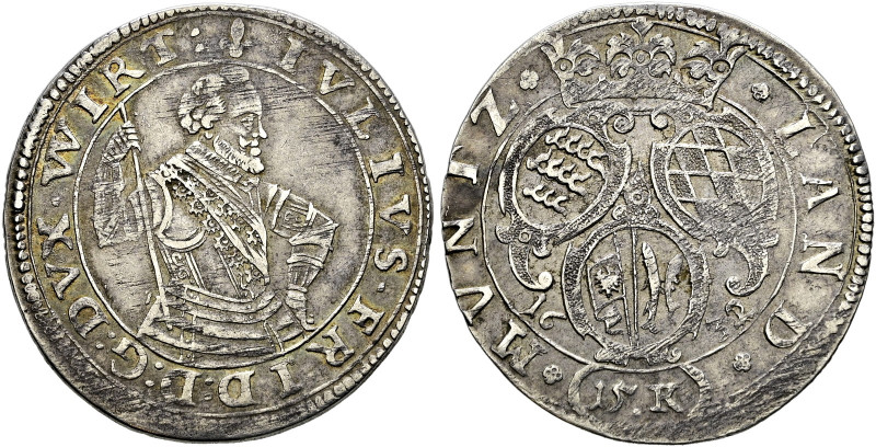 Württemberg. Julius Friedrich 1631-1633 
15 Kreuzer 1632. Geharnischtes Hüftbil...